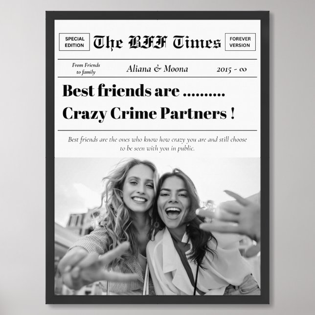 Personlized The BestFriend Times Newspapers Unique Framed Art (Framed Front)