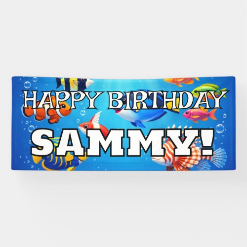 Personlized tropical fish HAPPY BIRTHDAY  Banner