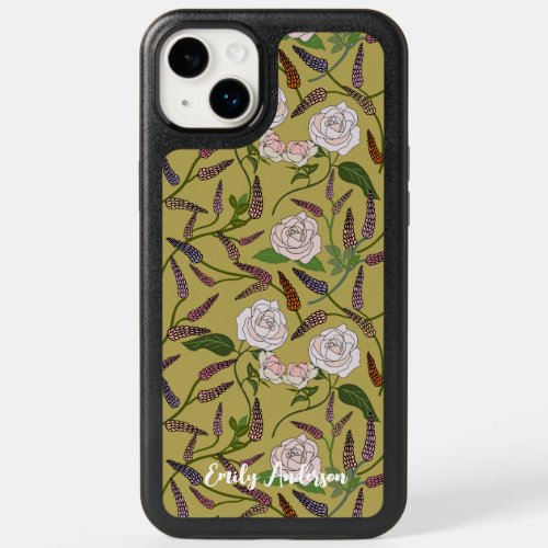 Personlized WhitePastel Pink  Wildflower OtterBox iPhone 14 Plus Case