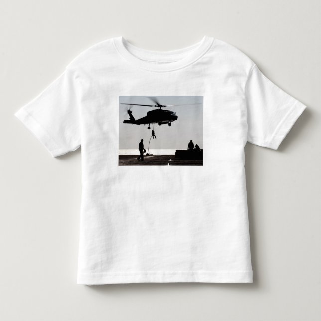 Personnel fast-rope out of an SH-60F Toddler T-shirt (Front)