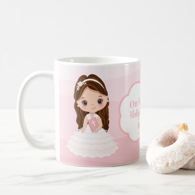 Personolized First Holy Communion Girl Coffee Mug (With Donut)