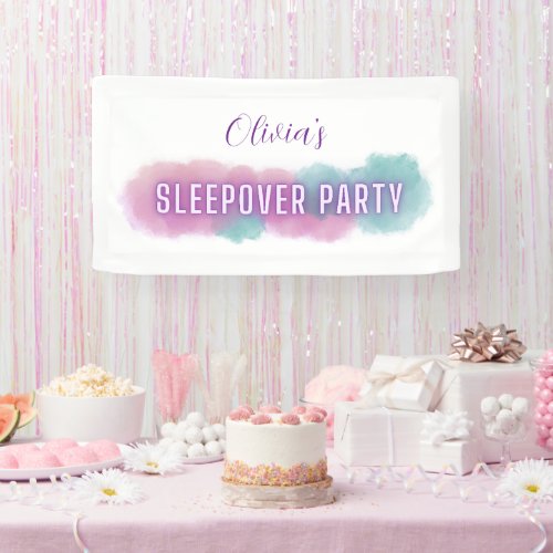 Personzalised Sleepover Party  Pastel colors   Banner