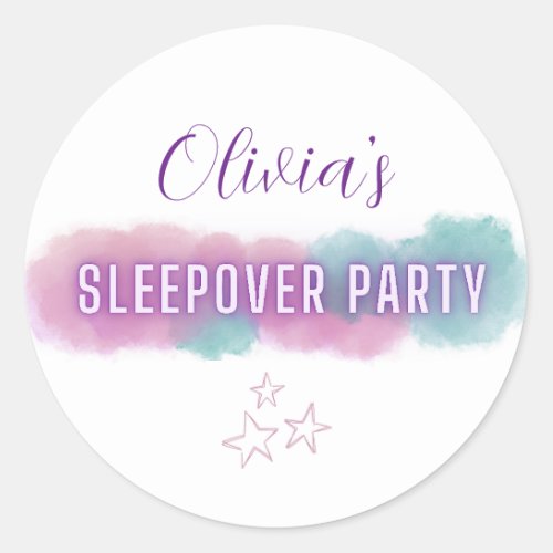 Personzalised Sleepover Party  Pastel colors   Classic Round Sticker