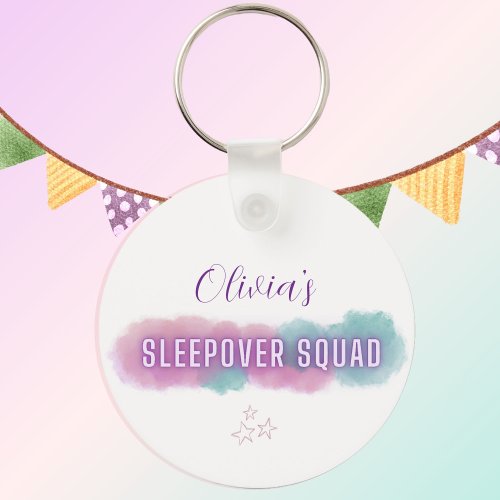 Personzalised Sleepover Squad  pretty pastel   Keychain