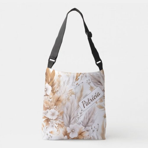 Personzalized Rustic Modern Bohemian Wildflowers Crossbody Bag