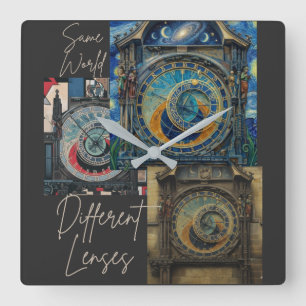Perspectives  square wall clock