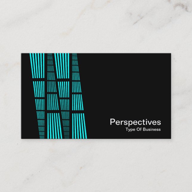 Perspectives v2 - Cyan and White on Black Business Card (Front)