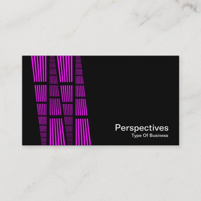 Perspectives v2 - Magenta and White on Black Business Card (Front)