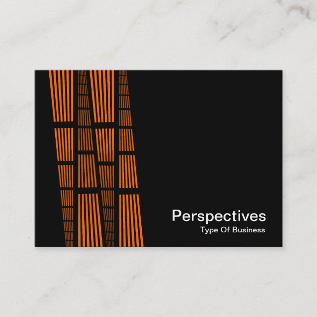 Perspectives v2 - Orange and White on Black Business Card (Front)