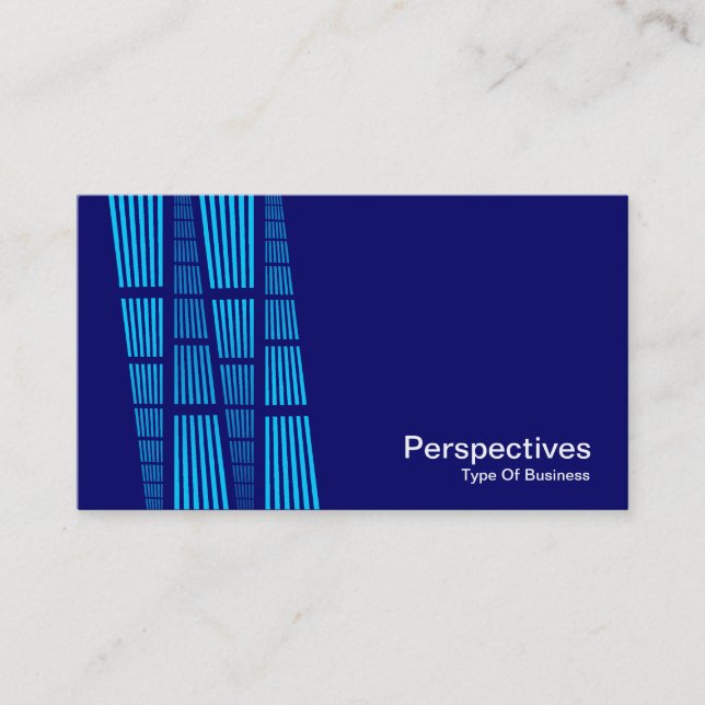 Perspectives v2 - Sky Blue and White on Deep Navy Business Card (Front)