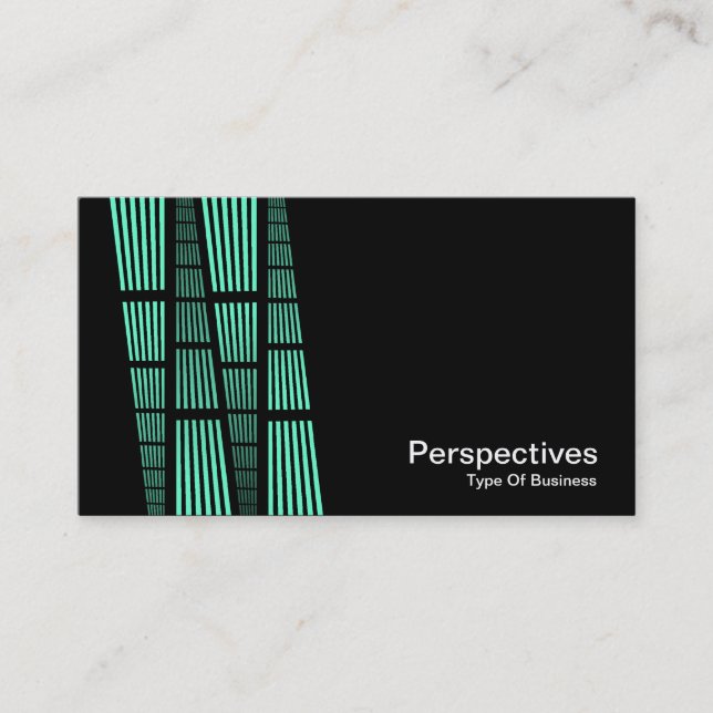 Perspectives v2 - Turquoise and White on Black Business Card (Front)