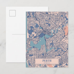 Perth Australia Breezy City Map Travel Postcard