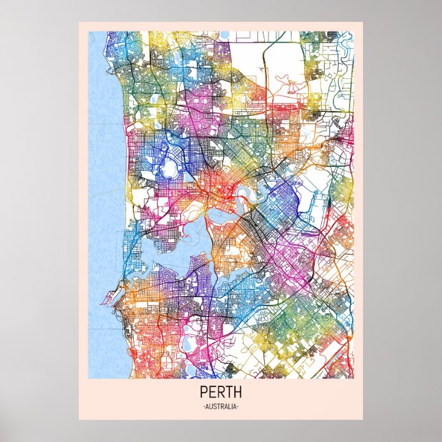 Perth Australia City Map Poster (Front)