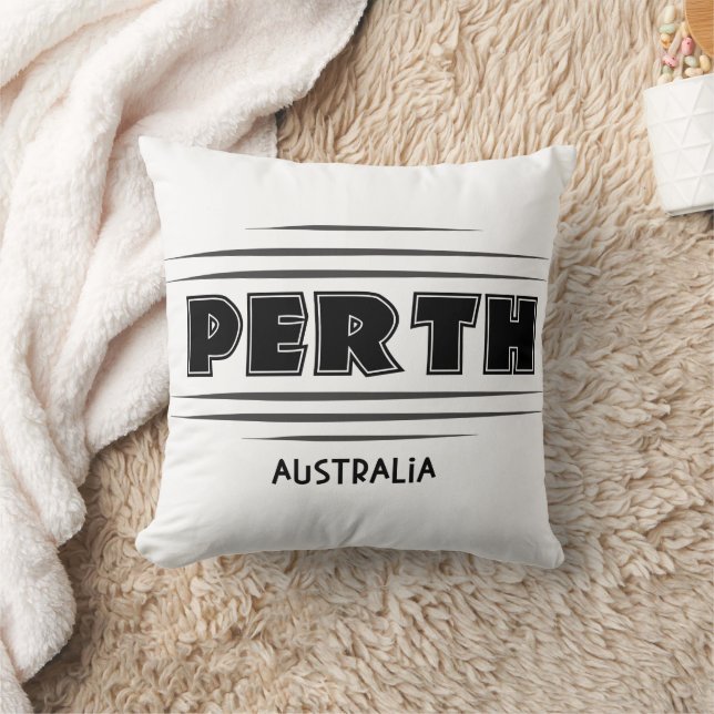 Perth Australia City Sign Throw Pillow (Blanket)