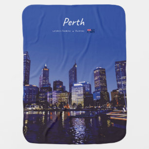 Perth, Australia - City Skyline Night Baby Blanket