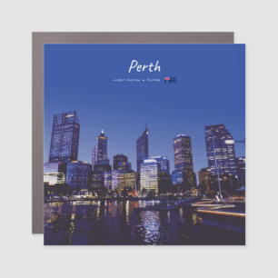 Perth, Australia - City Skyline Night Car Magnet