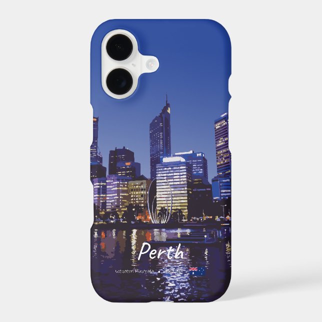 Perth, Australia - City Skyline Night Case-Mate iPhone Case (Back)