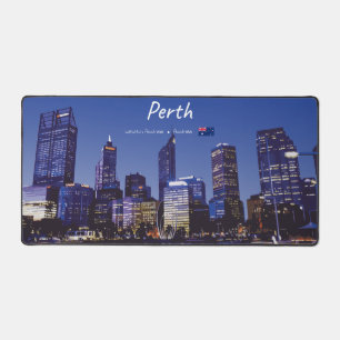 Perth, Australia - City Skyline Night Desk Mat