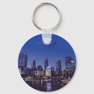 Perth, Australia - City Skyline Night Keychain