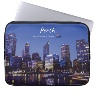 Perth, Australia - City Skyline Night Laptop Sleeve