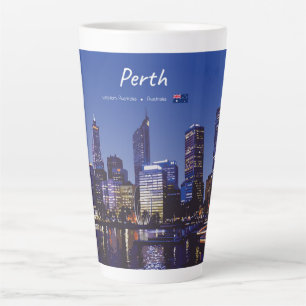 Perth, Australia - City Skyline Night Large Latte Mug