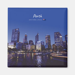 Perth, Australia - City Skyline Night Magnet