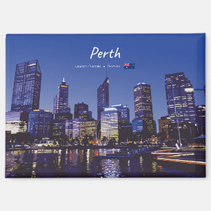 Perth, Australia - City Skyline Night Magnet