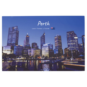 Perth, Australia - City Skyline Night Metal Print