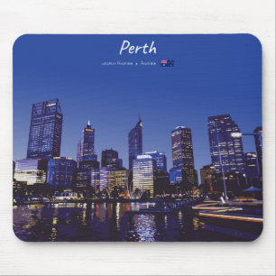 Perth, Australia - City Skyline Night Mouse Pad