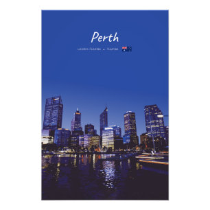 Perth, Australia - City Skyline Night Photo Print