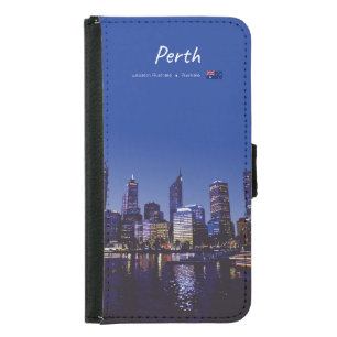 Perth, Australia - City Skyline Night Samsung Galaxy S5 Wallet Case