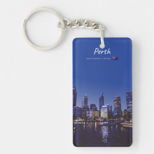 Perth, Australia - City Skyline Night Slim Keychain