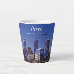 Perth, Australia - City Skyline Night Small Latte Mug