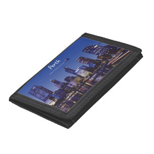 Perth, Australia - City Skyline Night Trifold Wallet