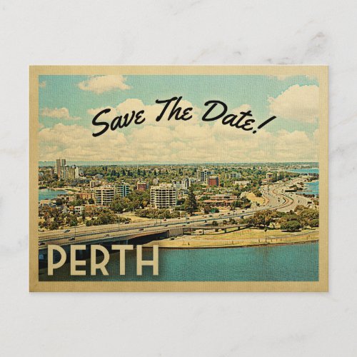 Perth Australia Save The Date Vintage Postcards