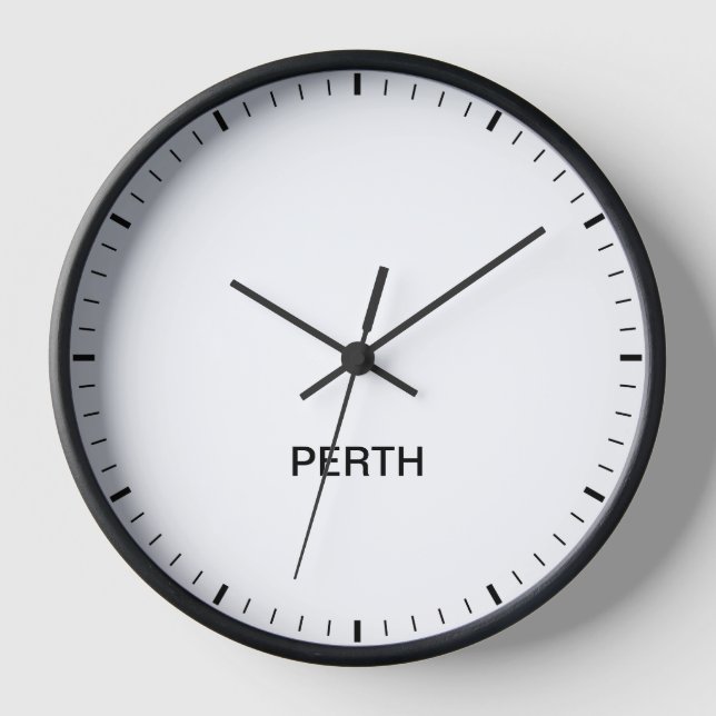 Perth Australia Time Zone Newsroom Style Clock (Front)