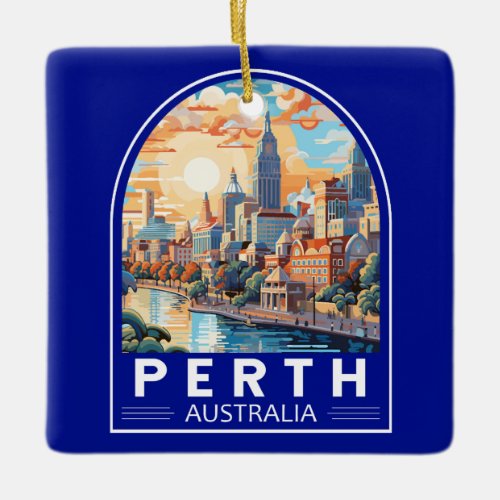 Perth Australia Travel Art Vintage Ceramic Ornament