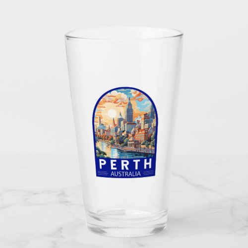 Perth Australia Travel Art Vintage Glass