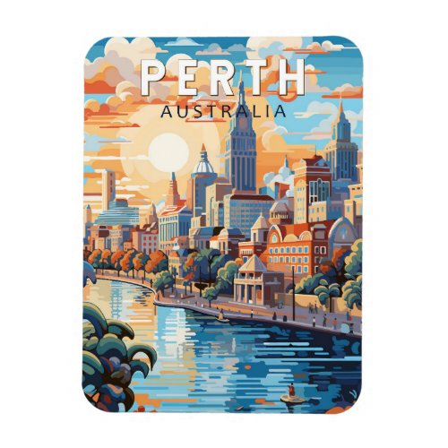 Perth Australia Travel Art Vintage Magnet