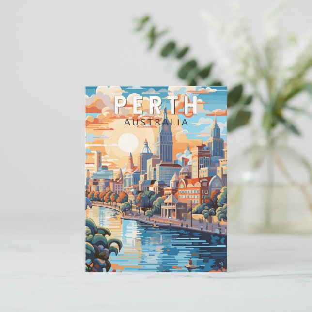 Perth Australia Travel Art Vintage Postcard | Zazzle