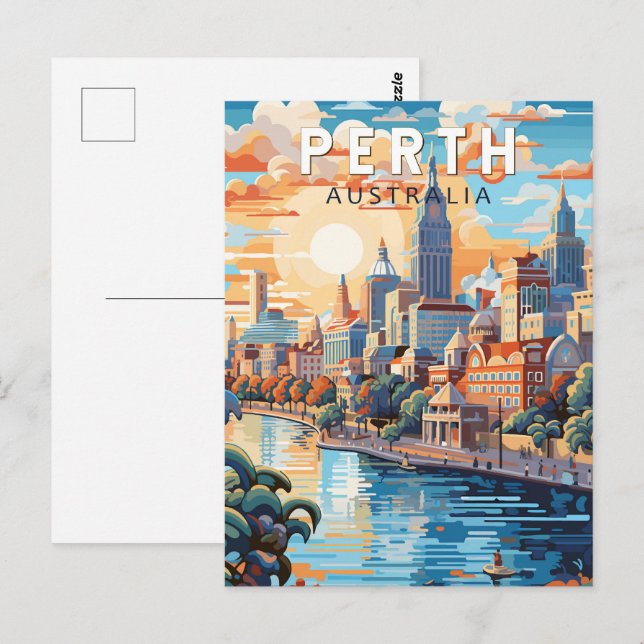 Perth Australia Travel Art Vintage Postcard | Zazzle