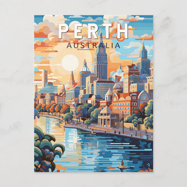 パース ポストカード ウェスタンオーストラリア Perth Australia Travel Art Vintage Postcard | Zazzle