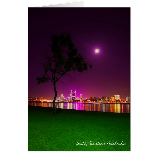 Perth City Lights from the South Perth Foreshore Cards (Front)