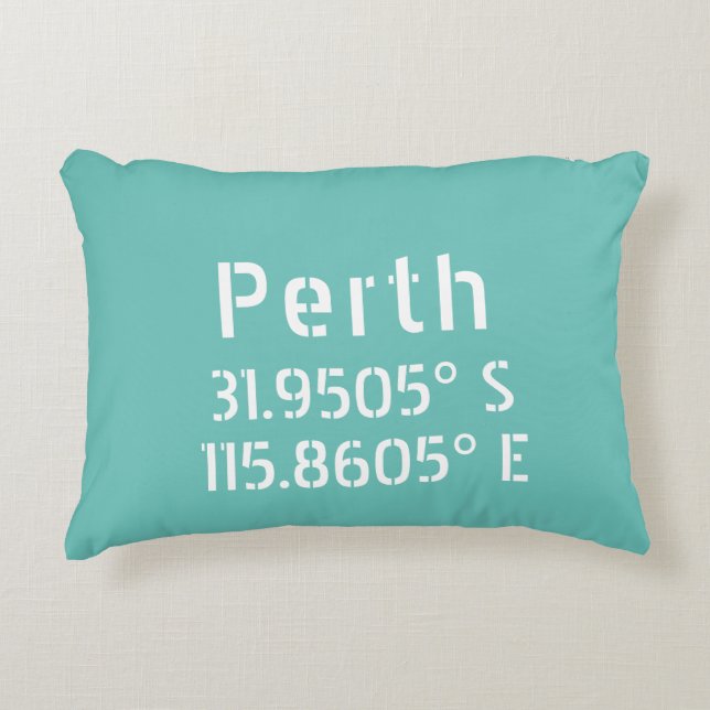 Perth Latitude Longitude Accent Pillow (Front)