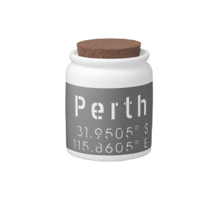 Perth Latitude Longitude Candy Jar