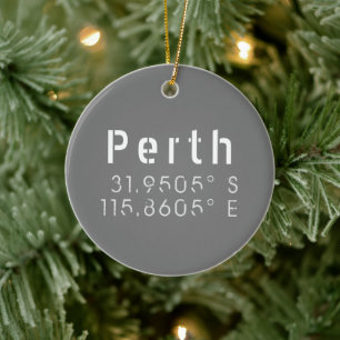 Perth Latitude Longitude Ceramic Ornament