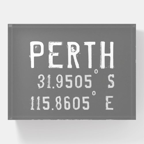 Perth Latitude Longitude Paperweight