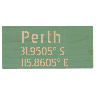 Perth Latitude Longitude Wood Flash Drive