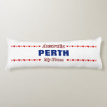 [ Thumbnail: Perth - My Home - Australia; Red & Pink Hearts Body Pillow ]