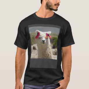 Peru Alpaca With Ear Decoration Tassels Cute Phot T-Shirt